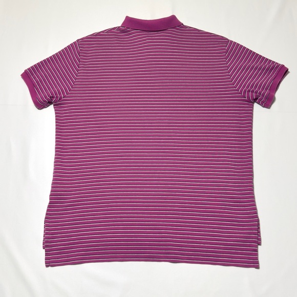 Polo Ralph Lauren Dark Pink & White Striped Polo Shirt Size L Excellent - Picture 5 of 9